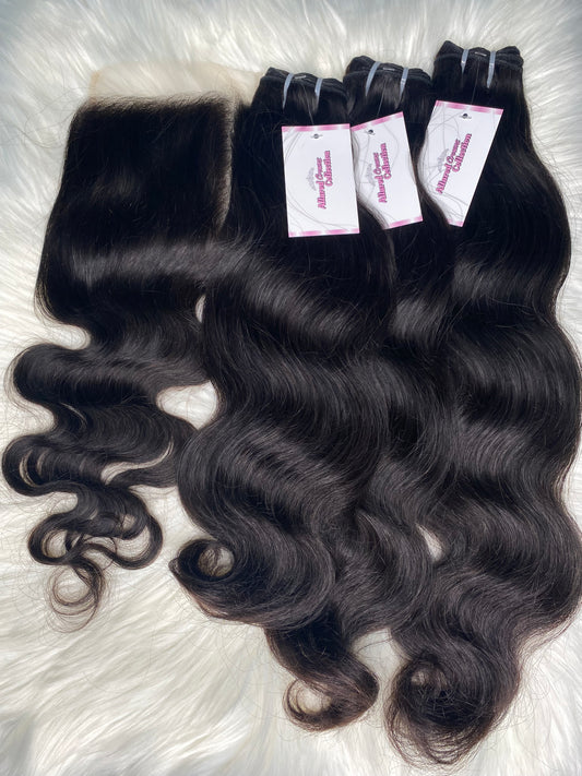Body Wave Bundle Deal- 18,20,22 w/ Closure- 18” (Ready To Ship)