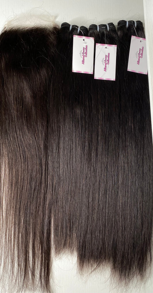Straight Bundle Deal- 18,20,22 w/ Closure- 18” (Hair on Hand)