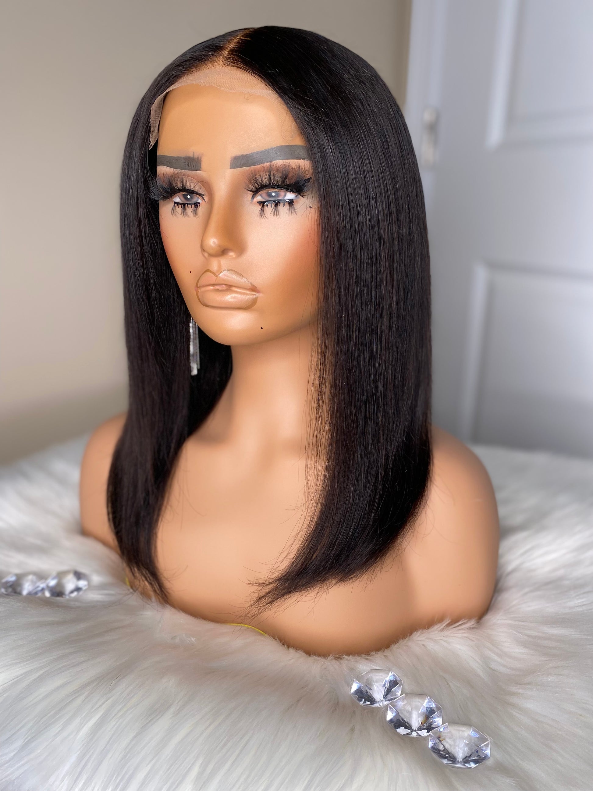 Sleek Straight Glueless Bob Wig, Glueless Bob Wig, Straight Bob Wig, HD Closure Bob Wig, 5x5 Closure Bob Wig, Elastic Band Wig, Snug Fit Wig, Tangle-Free Hair Extensions